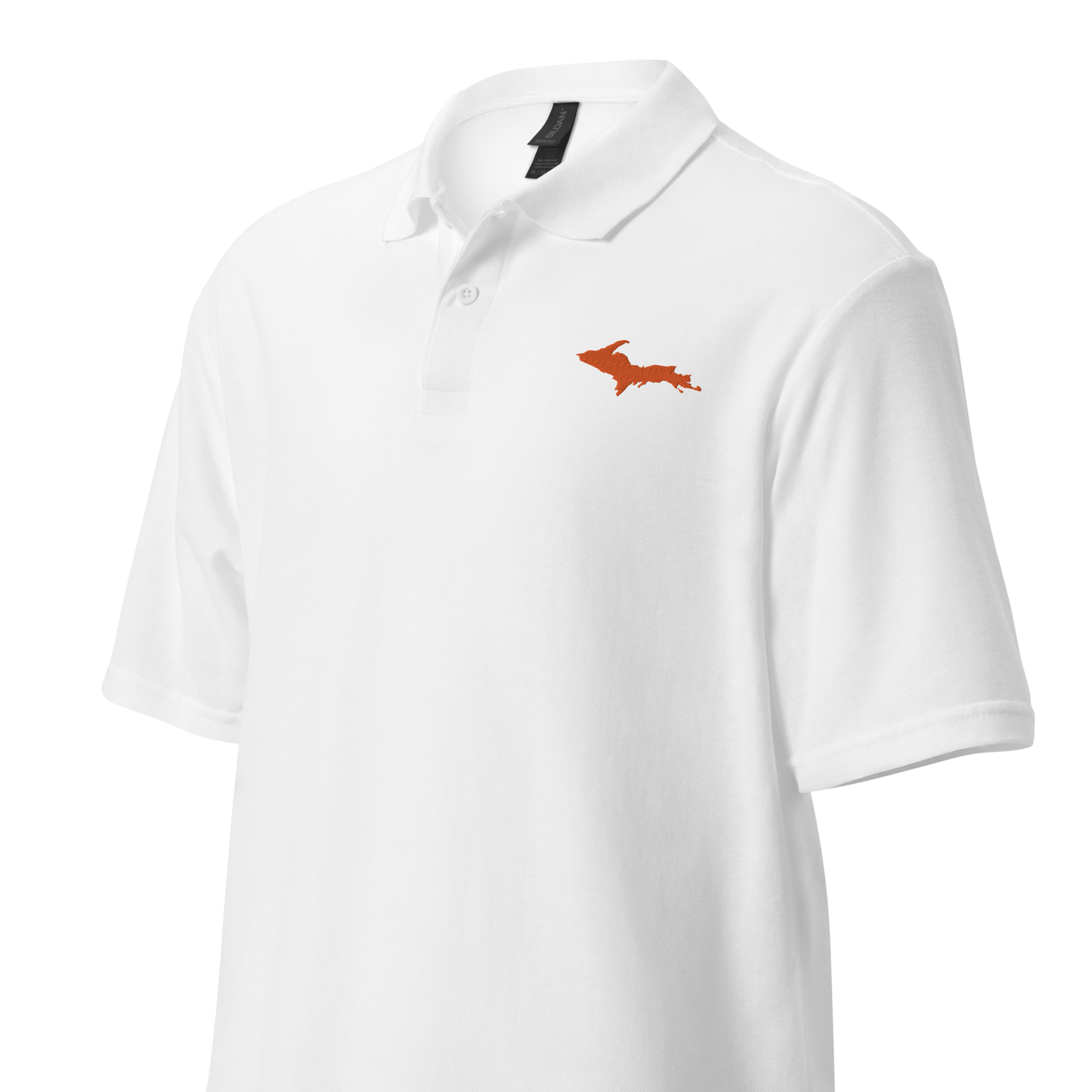 Michigan Upper Peninsula Polo Shirt (w/ Orange UP Outline) | Unisex Pique