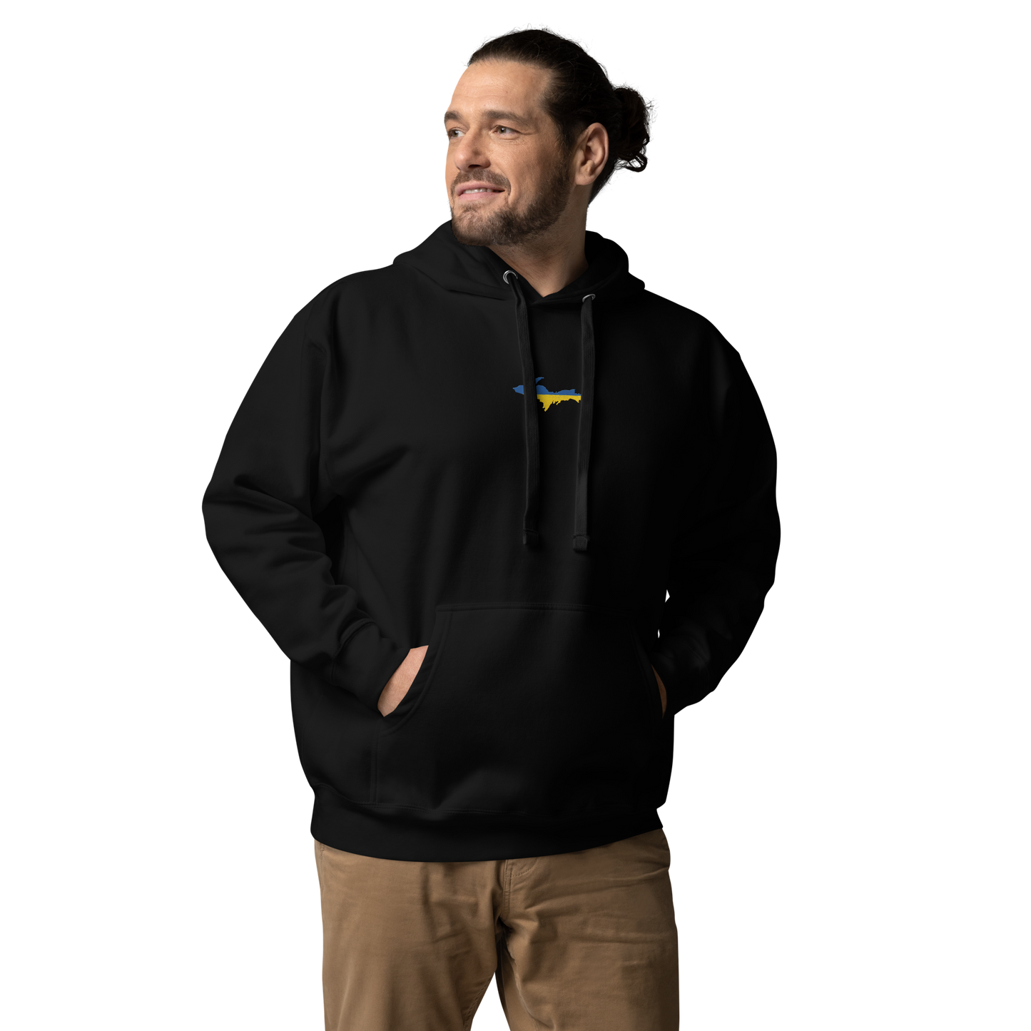 Michigan Upper Peninsula Hoodie (w/ Embroidered Ukraine Flag Outline) | Unisex Premium