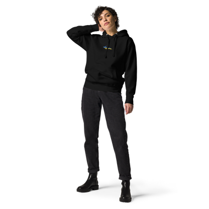 Michigan Upper Peninsula Hoodie (w/ Embroidered Ukraine Flag Outline) | Unisex Premium