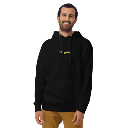 Michigan Upper Peninsula Hoodie (w/ Embroidered Ukraine Flag Outline) | Unisex Premium