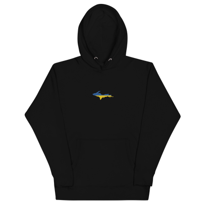 Michigan Upper Peninsula Hoodie (w/ Embroidered Ukraine Flag Outline) | Unisex Premium