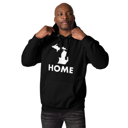 Michigan 'Home' Unisex Premium Hoodie (Geometric Sans Font w/ MI Outline)