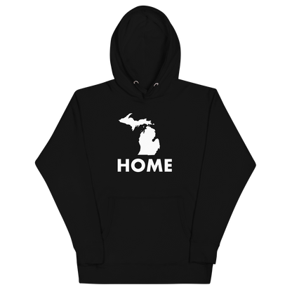 Michigan 'Home' Unisex Premium Hoodie (Geometric Sans Font w/ MI Outline)