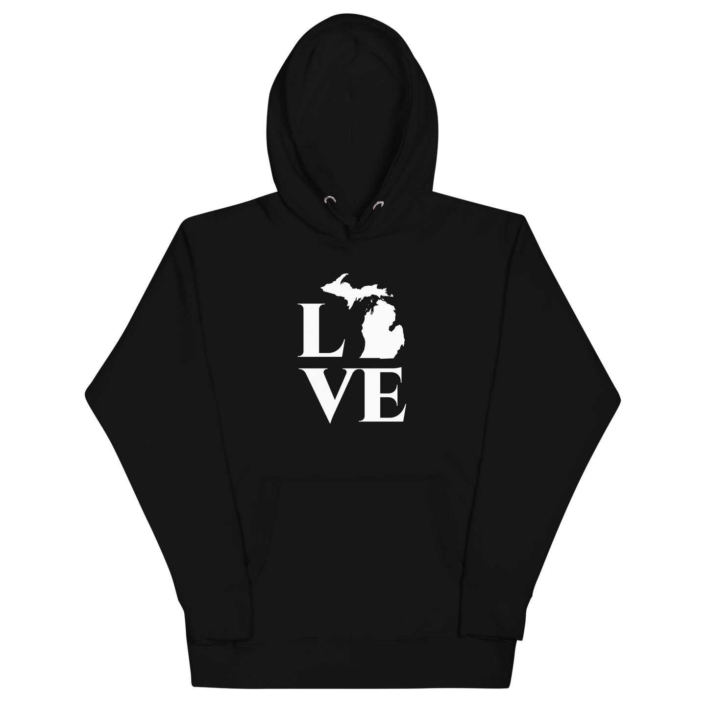 Michigan 'Love' Unisex Premium Hoodie (Classical Roman Font w/MI Outline)