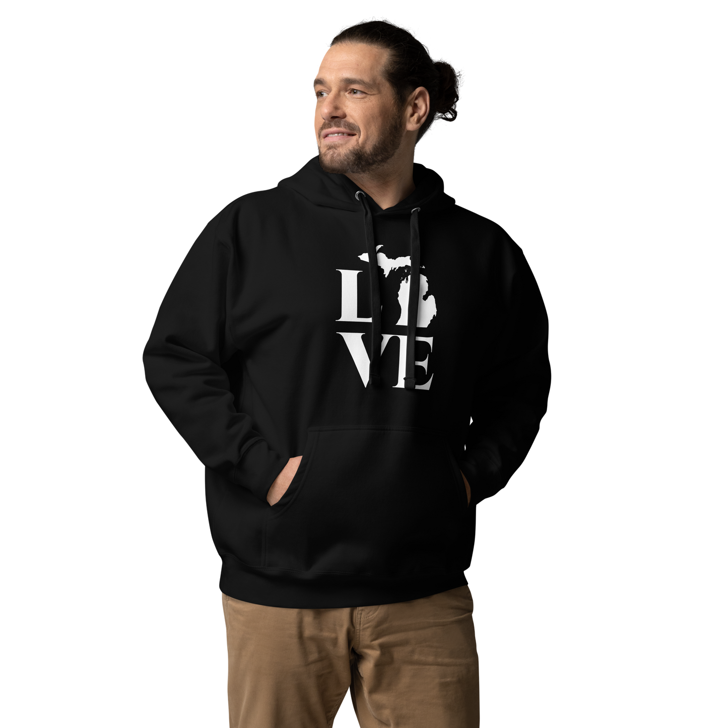 Michigan 'Love' Unisex Premium Hoodie (Classical Roman Font w/MI Outline)