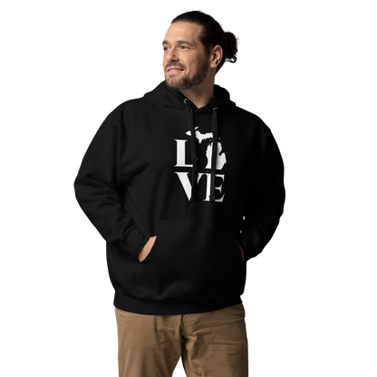 Michigan 'Love' Unisex Premium Hoodie (Classical Roman Font w/MI Outline)