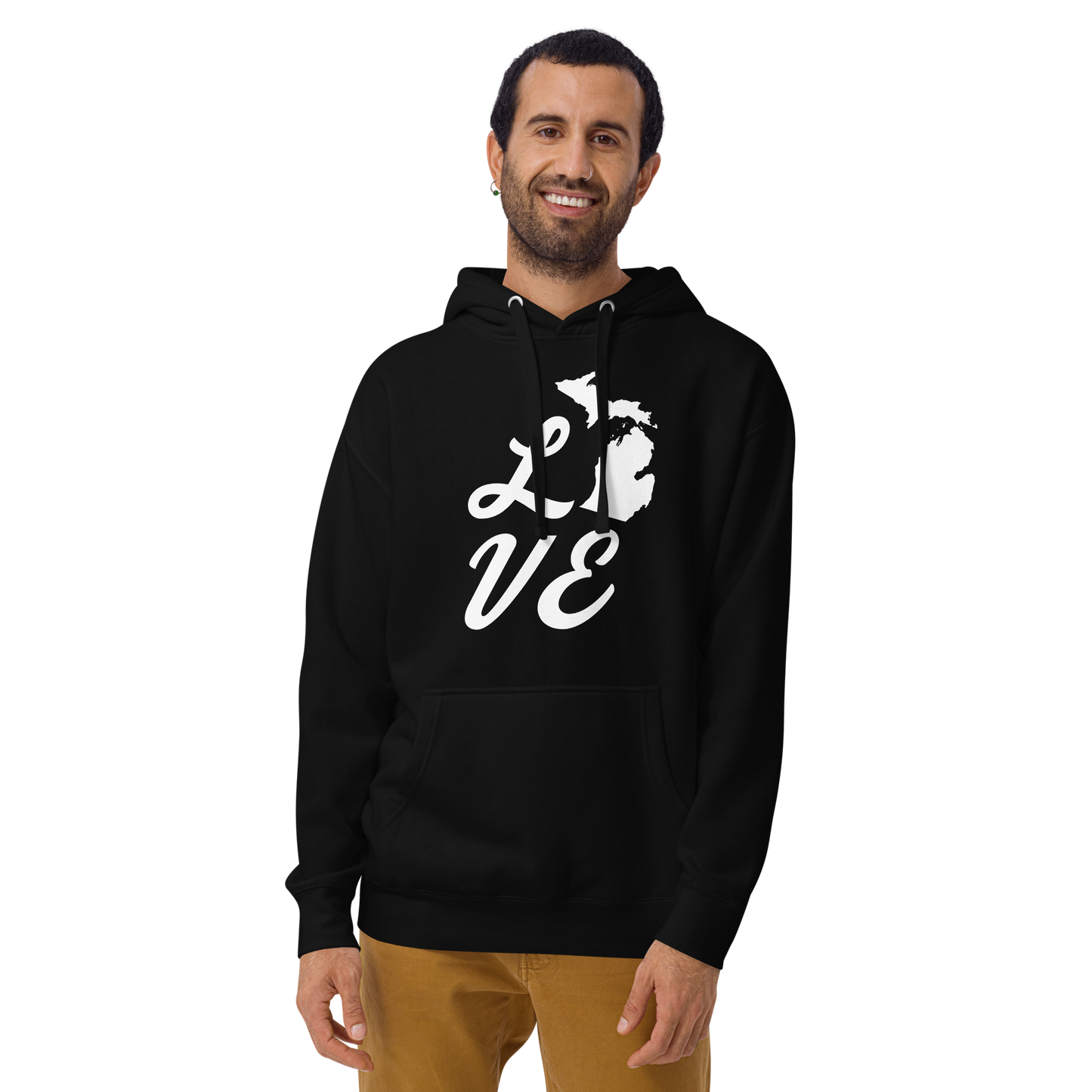 Michigan 'Love' Unisex Premium Hoodie (Script Font w/MI Outline)