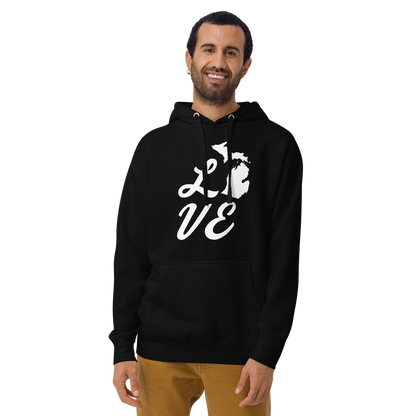 Michigan 'Love' Unisex Premium Hoodie (Script Font w/MI Outline)