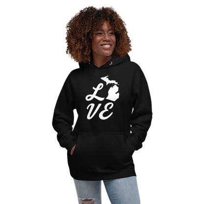 Michigan 'Love' Unisex Premium Hoodie (Script Font w/MI Outline)