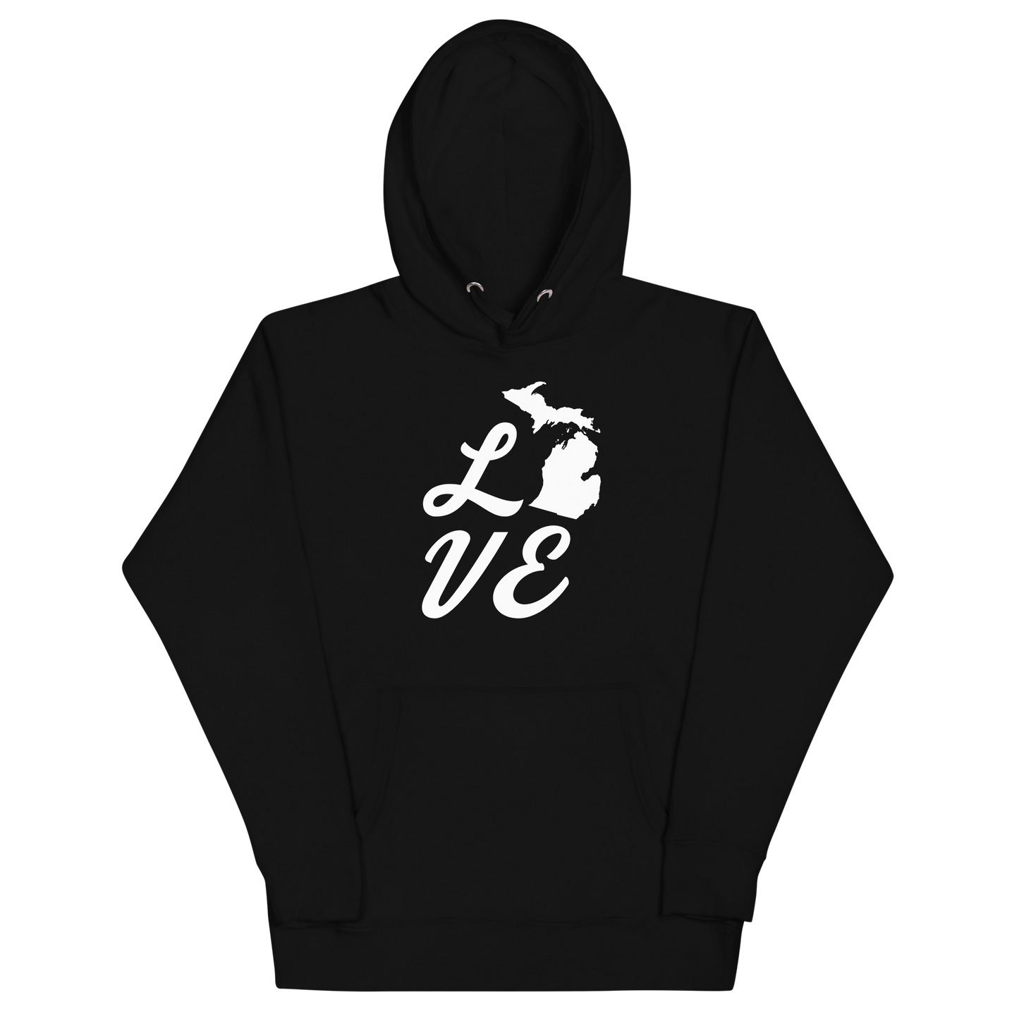 Michigan 'Love' Unisex Premium Hoodie (Script Font w/MI Outline)