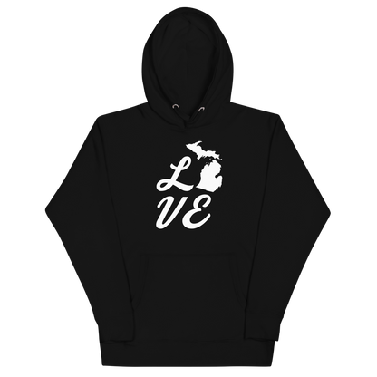 Michigan 'Love' Unisex Premium Hoodie (Script Font w/MI Outline)