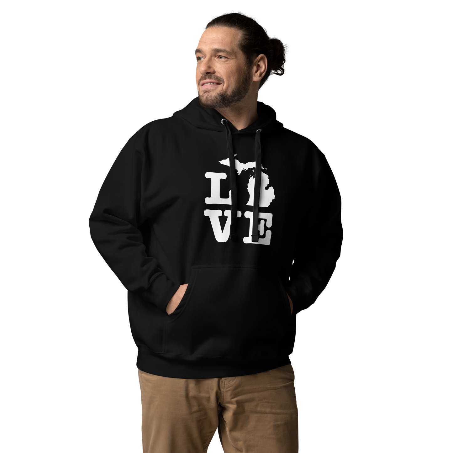 Michigan 'Love' Unisex Premium Hoodie (Typewriter Font w/MI Outline)