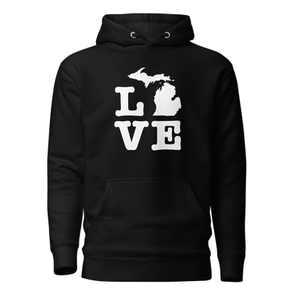 Michigan 'Love' Unisex Premium Hoodie (Typewriter Font w/MI Outline)