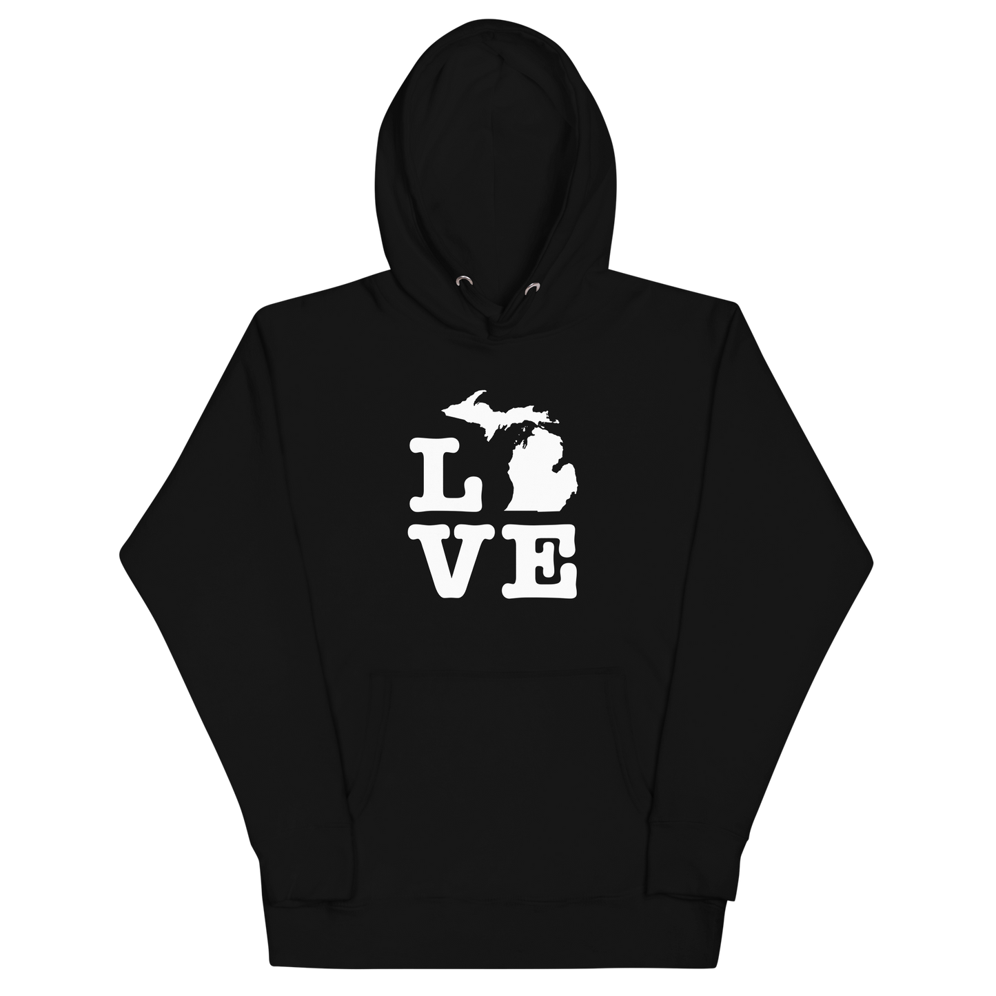 Michigan 'Love' Unisex Premium Hoodie (Typewriter Font w/MI Outline)