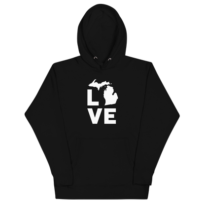 Michigan 'Love' Unisex Premium Hoodie (Geometric Sans Font w/MI Outline)