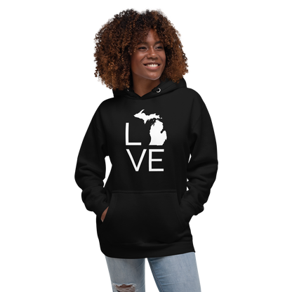 Michigan 'Love' Unisex Premium Hoodie (Thin Sans Font w/MI Outline)