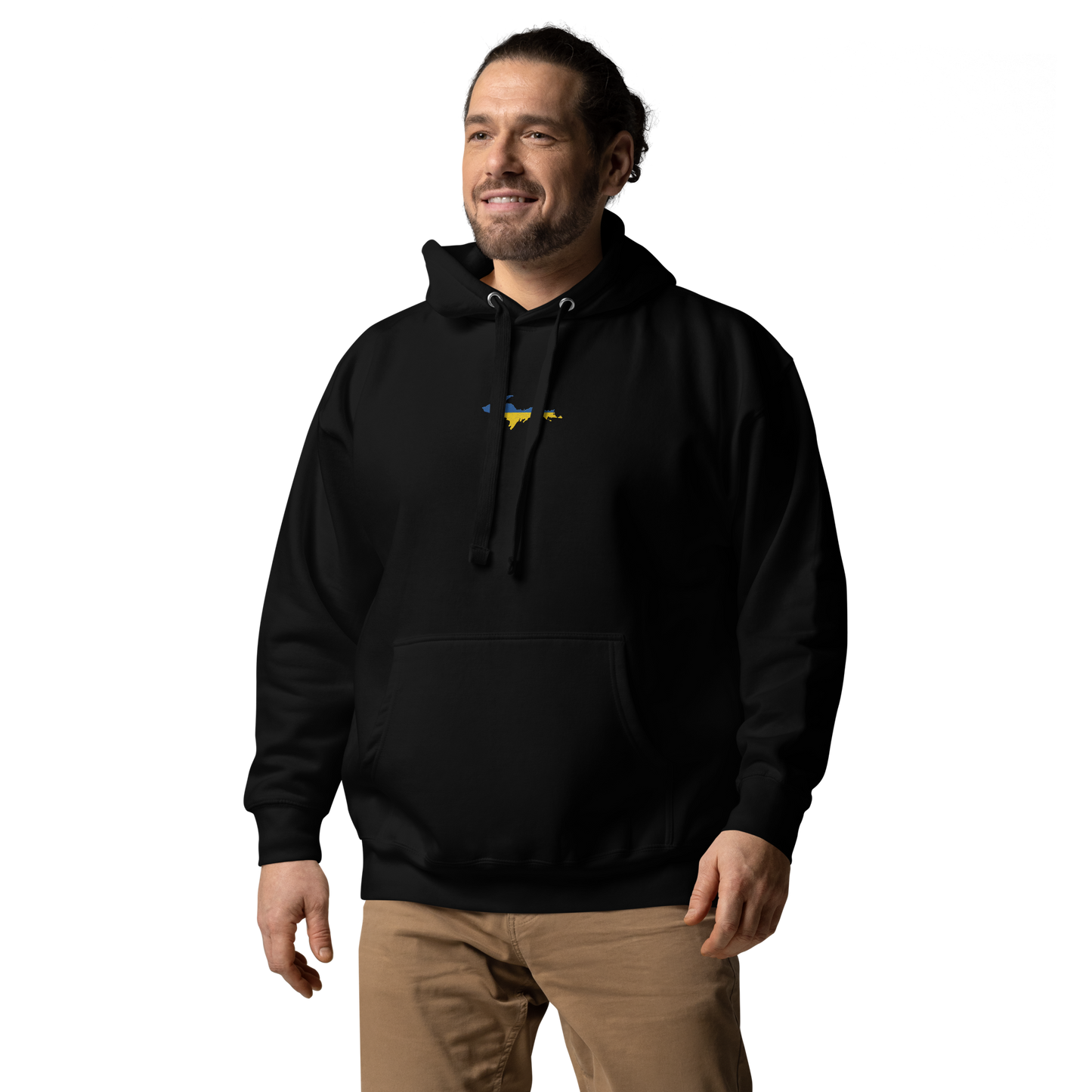 Michigan Upper Peninsula Hoodie (w/ Embroidered Ukraine Flag Outline) | Unisex Premium