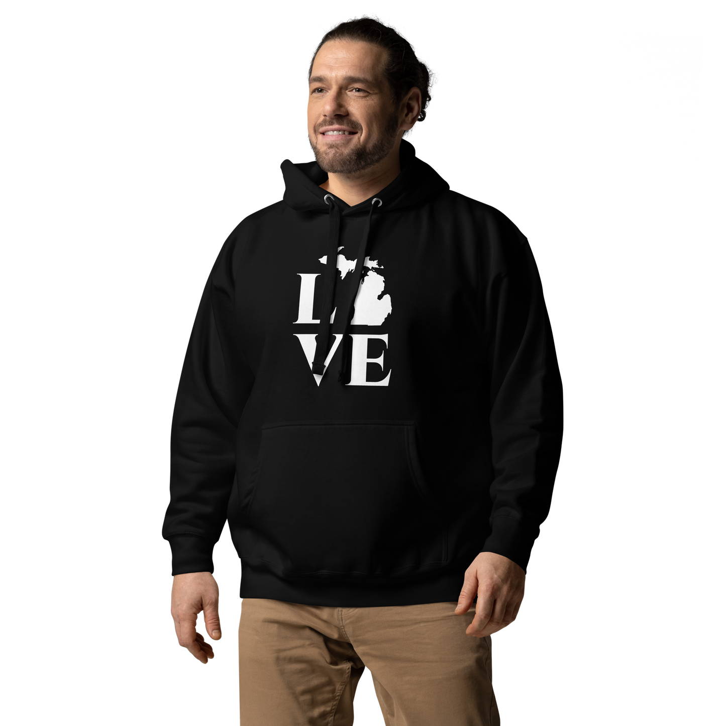 Michigan 'Love' Unisex Premium Hoodie (Classical Roman Font w/MI Outline)