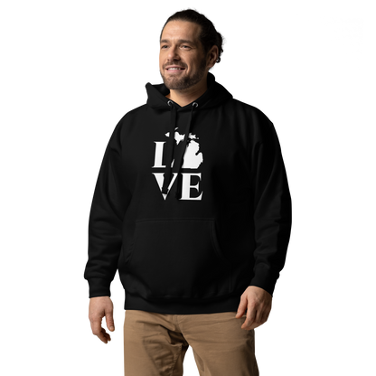 Michigan 'Love' Unisex Premium Hoodie (Classical Roman Font w/MI Outline)