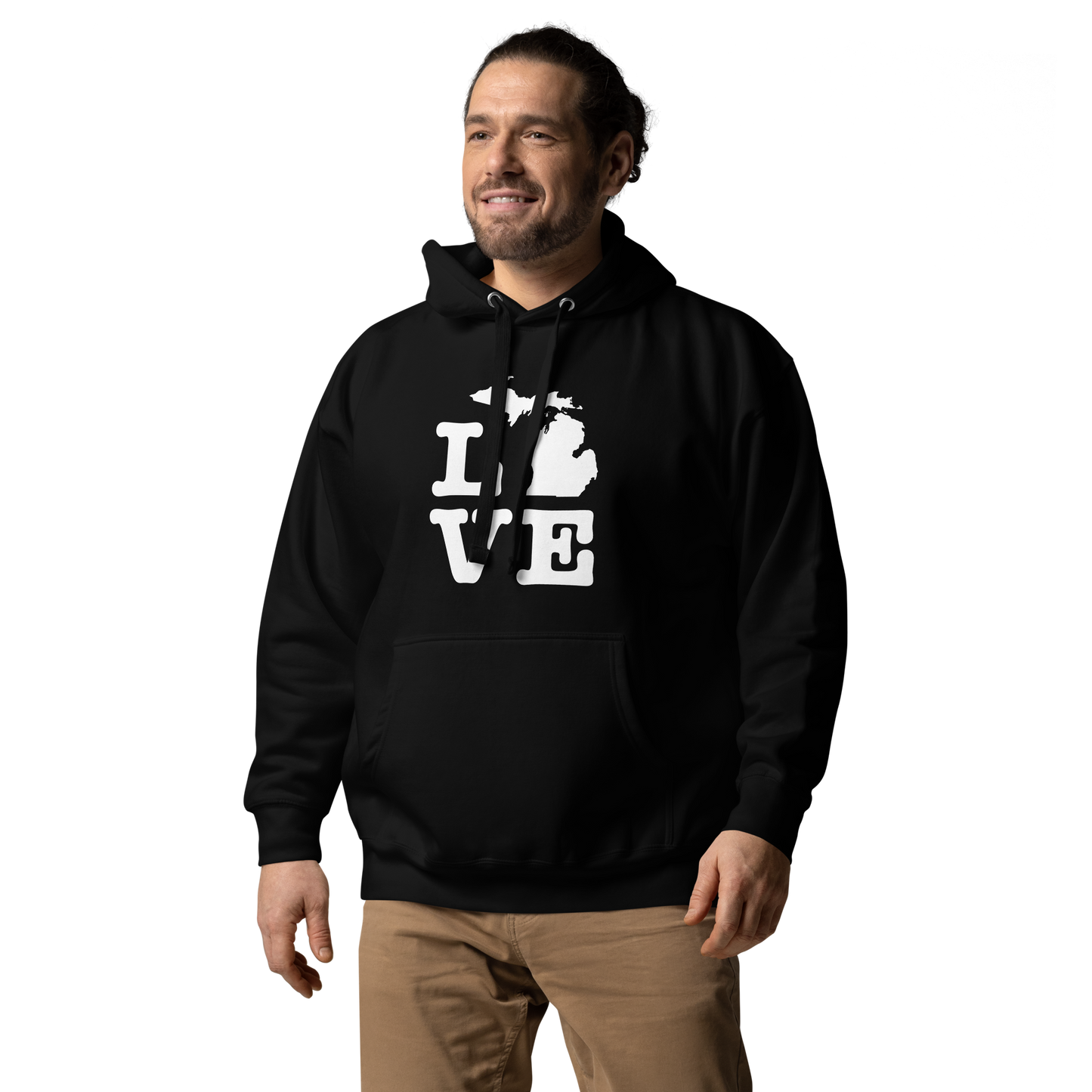 Michigan 'Love' Unisex Premium Hoodie (Typewriter Font w/MI Outline)