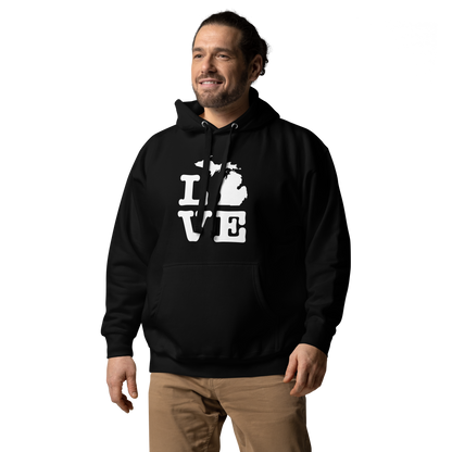 Michigan 'Love' Unisex Premium Hoodie (Typewriter Font w/MI Outline)