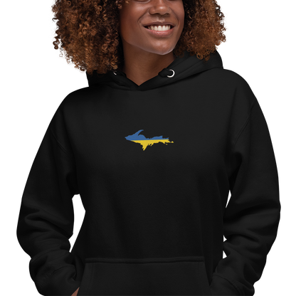 Michigan Upper Peninsula Hoodie (w/ Embroidered Ukraine Flag Outline) | Unisex Premium