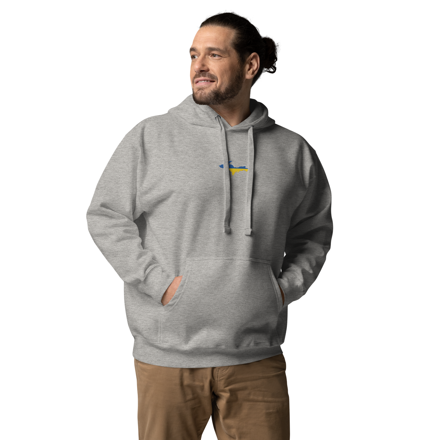 Michigan Upper Peninsula Hoodie (w/ Embroidered Ukraine Flag Outline) | Unisex Premium