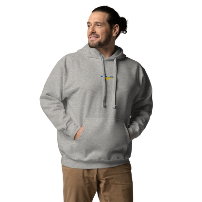 Michigan Upper Peninsula Hoodie (w/ Embroidered Ukraine Flag Outline) | Unisex Premium