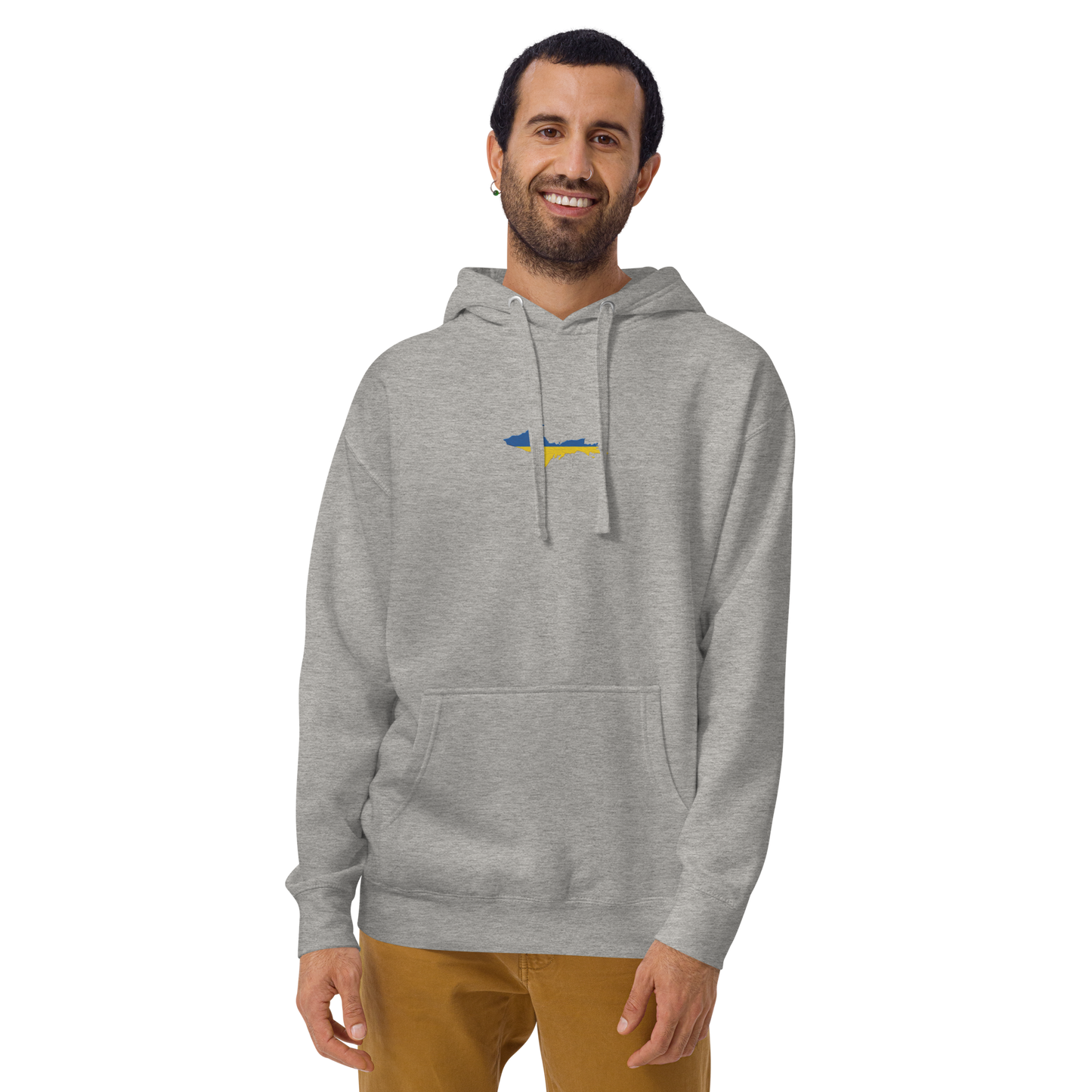 Michigan Upper Peninsula Hoodie (w/ Embroidered Ukraine Flag Outline) | Unisex Premium