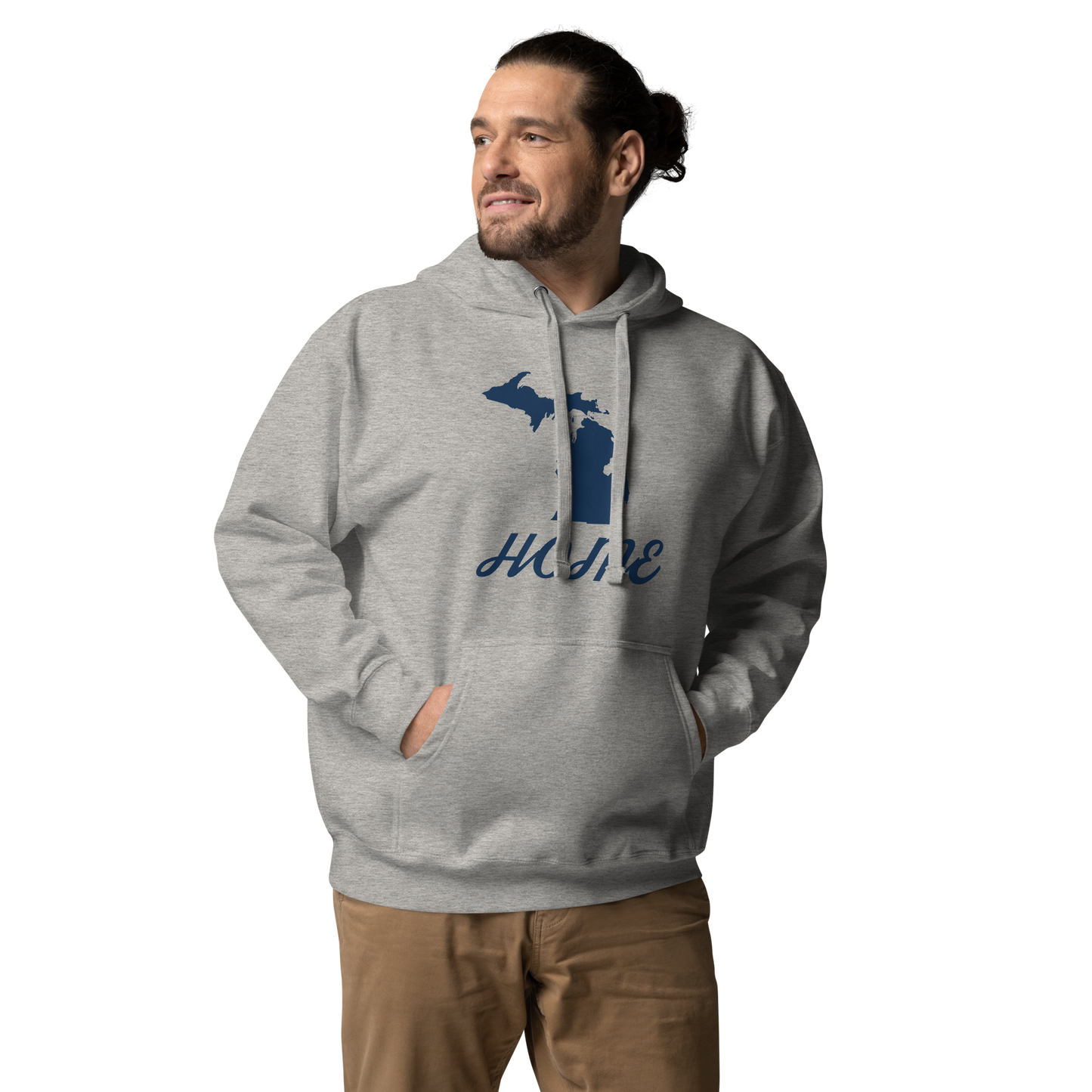 Michigan 'Home' Unisex Premium Hoodie (Script Font w/ MI Outline)