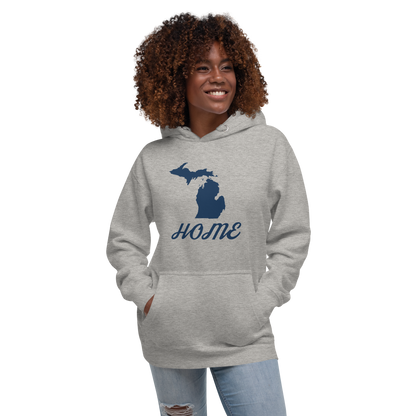 Michigan 'Home' Unisex Premium Hoodie (Script Font w/ MI Outline)