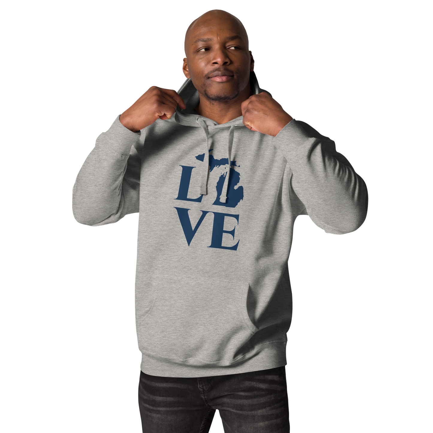 Michigan 'Love' Unisex Premium Hoodie (Classical Roman Font w/MI Outline)