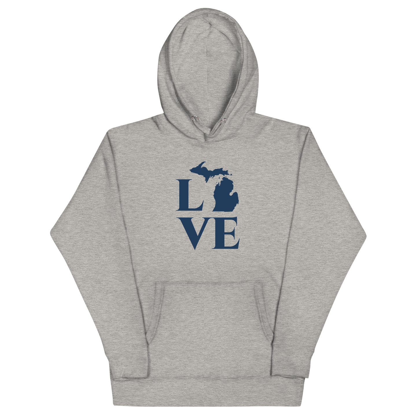 Michigan 'Love' Unisex Premium Hoodie (Classical Roman Font w/MI Outline)