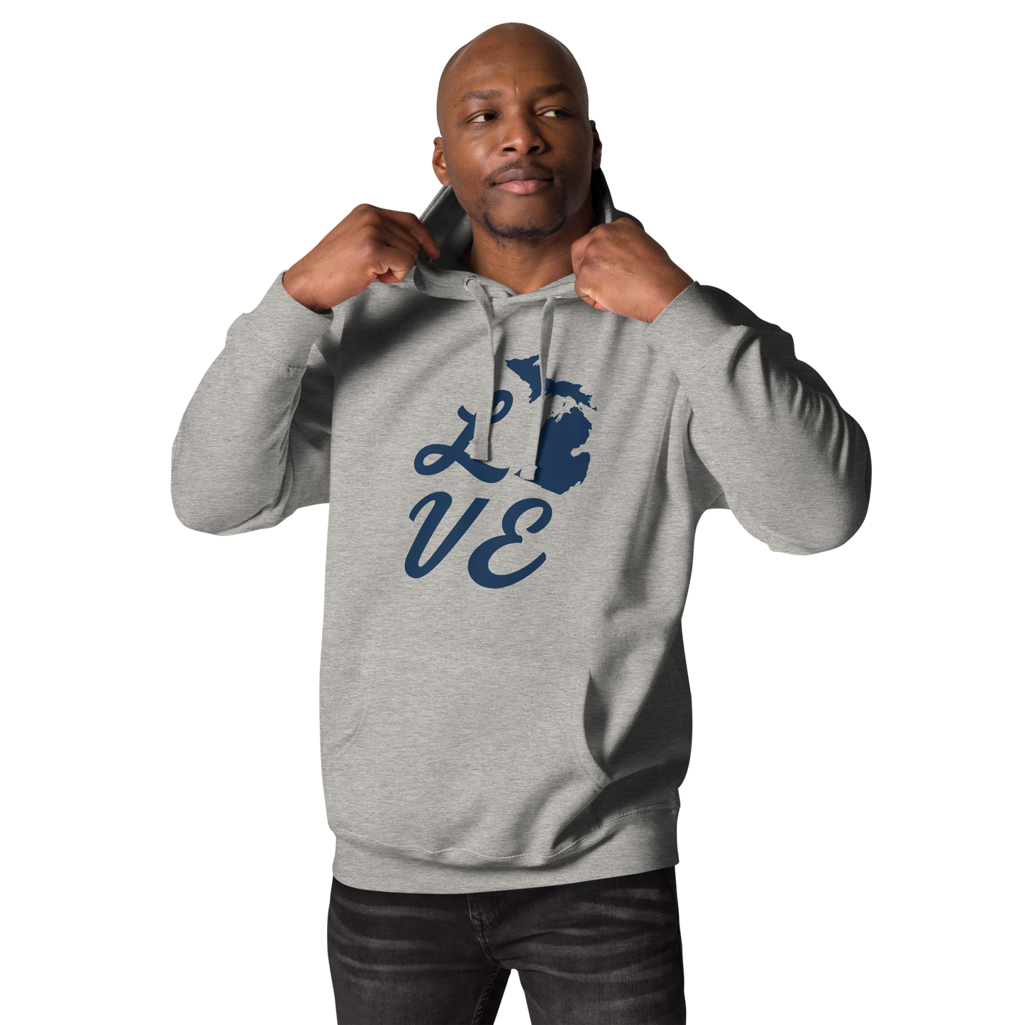 Michigan 'Love' Unisex Premium Hoodie (Script Font w/MI Outline)