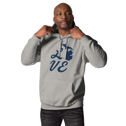 Michigan 'Love' Unisex Premium Hoodie (Script Font w/MI Outline)