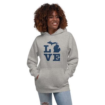 Michigan 'Love' Unisex Premium Hoodie (Typewriter Font w/MI Outline)