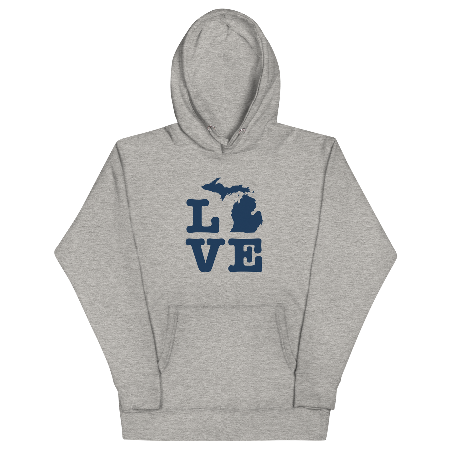 Michigan 'Love' Unisex Premium Hoodie (Typewriter Font w/MI Outline)