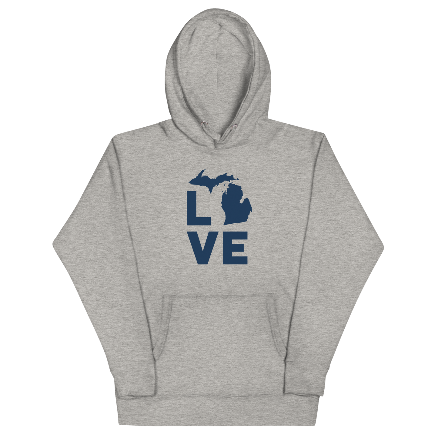 Michigan 'Love' Unisex Premium Hoodie (Geometric Sans Font w/MI Outline)