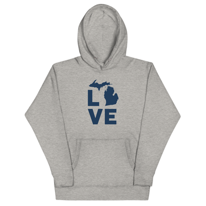 Michigan 'Love' Unisex Premium Hoodie (Geometric Sans Font w/MI Outline)