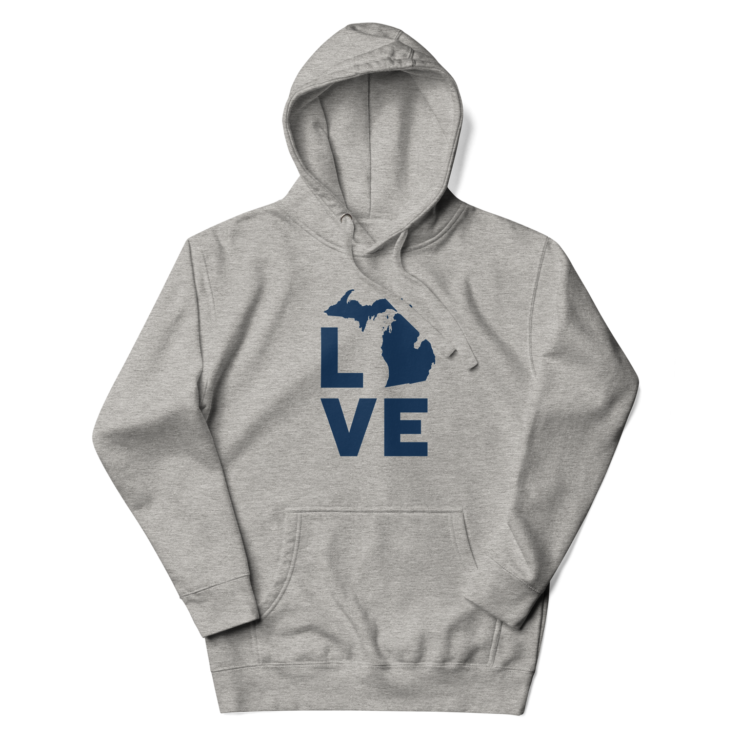 Michigan 'Love' Unisex Premium Hoodie (Geometric Sans Font w/MI Outline)