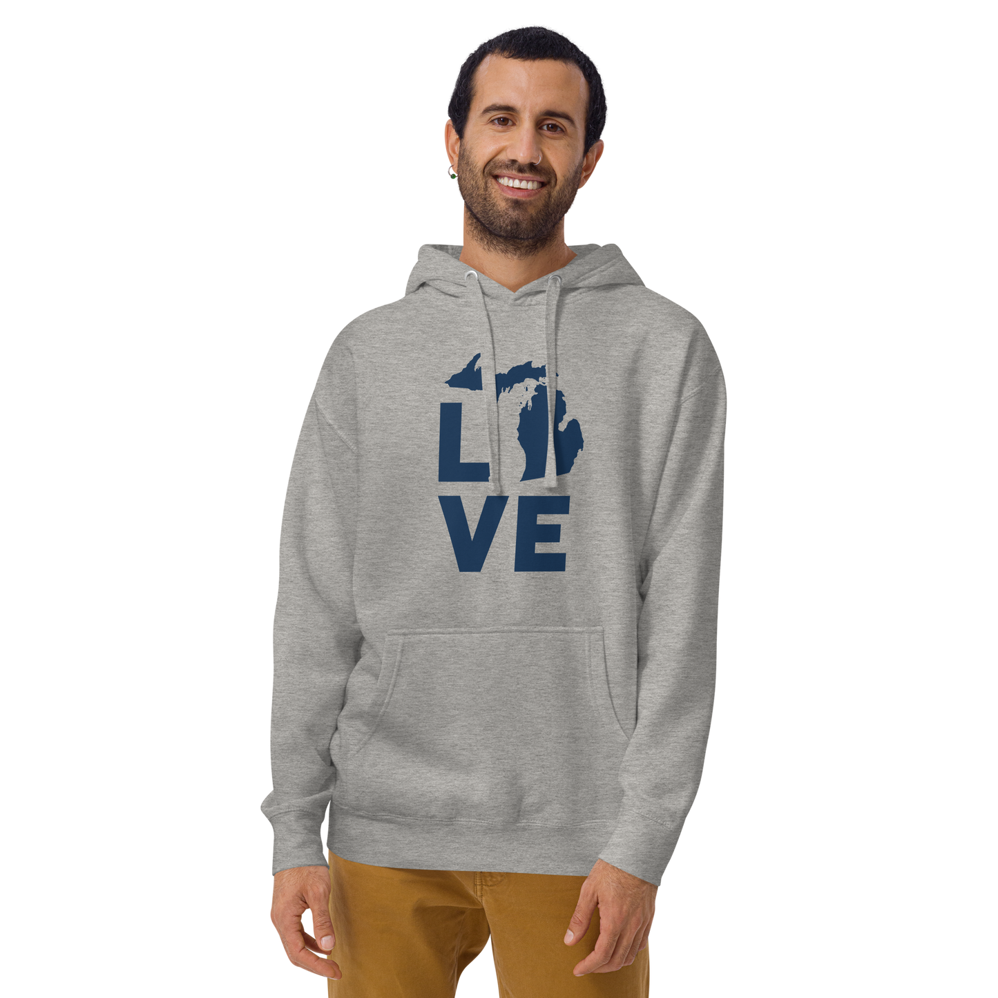 Michigan 'Love' Unisex Premium Hoodie (Geometric Sans Font w/MI Outline)