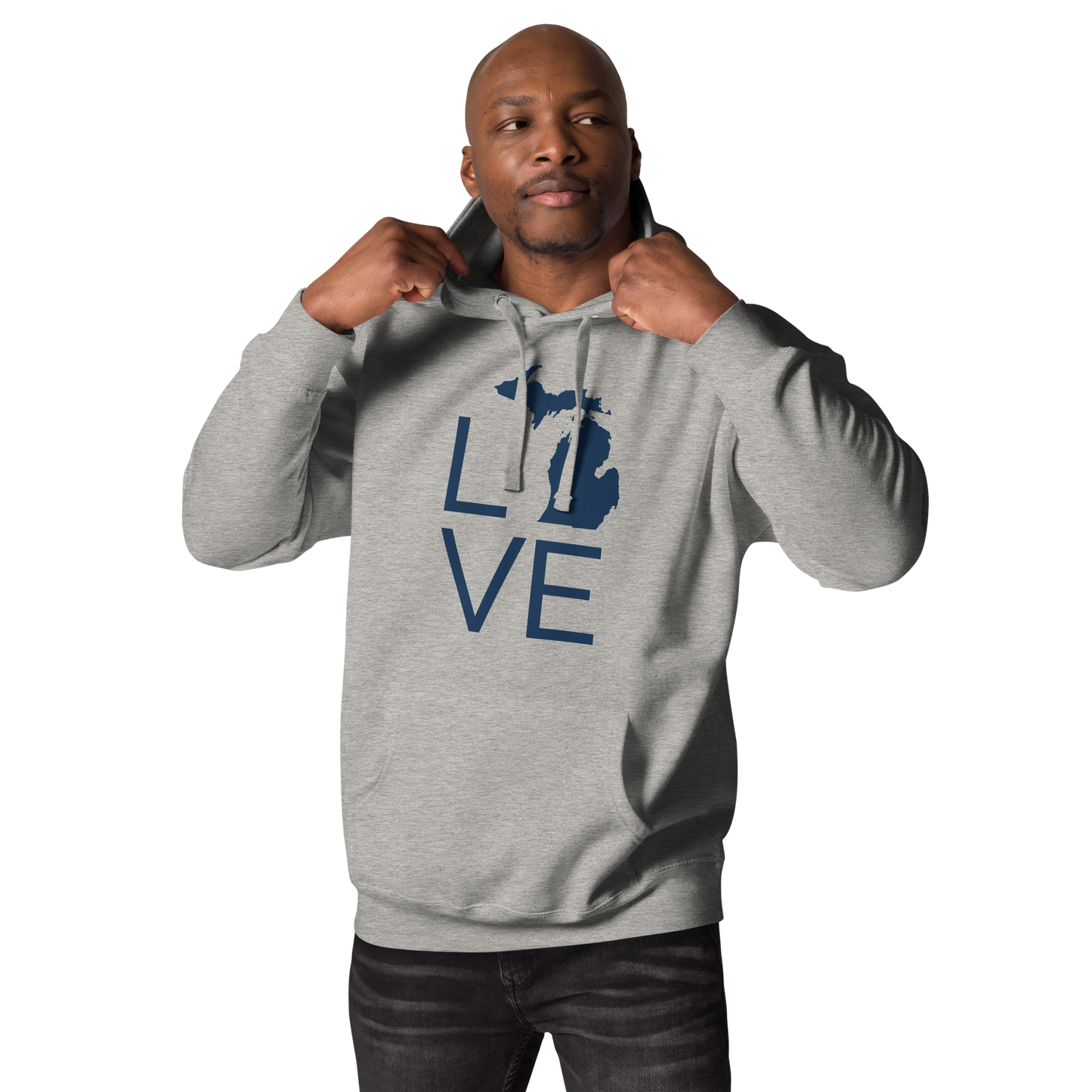 Michigan 'Love' Unisex Premium Hoodie (Thin Sans Font w/MI Outline)