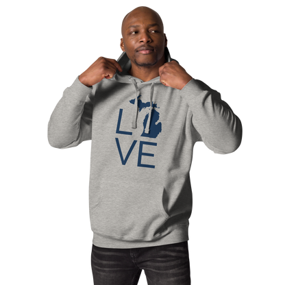 Michigan 'Love' Unisex Premium Hoodie (Thin Sans Font w/MI Outline)