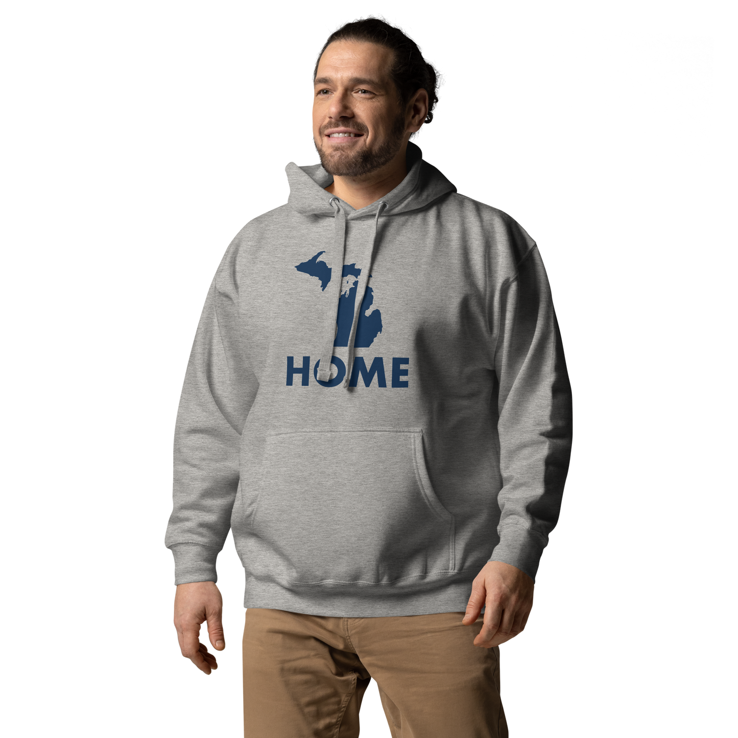 Michigan 'Home' Unisex Premium Hoodie (Geometric Sans Font w/ MI Outline)