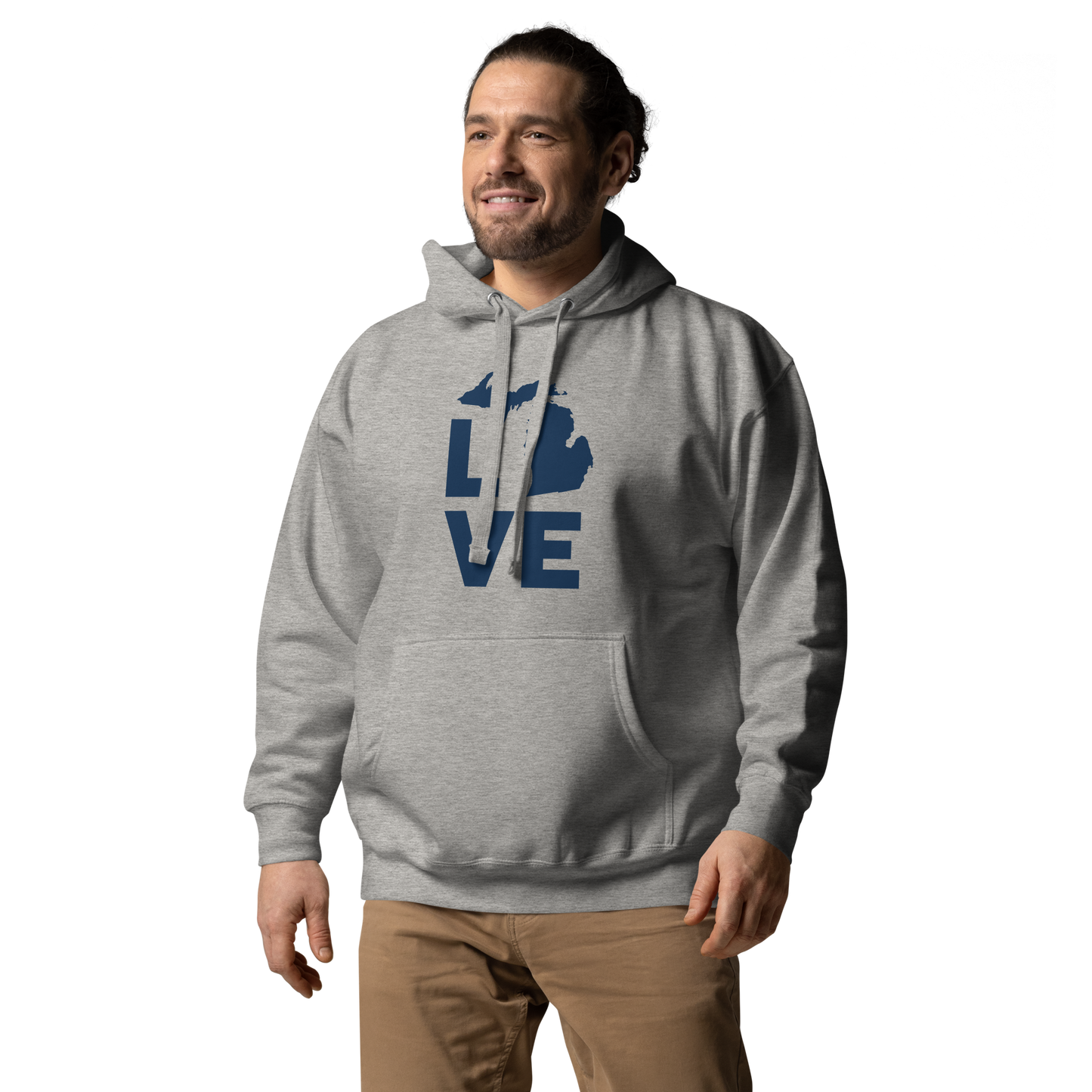 Michigan 'Love' Unisex Premium Hoodie (Geometric Sans Font w/MI Outline)