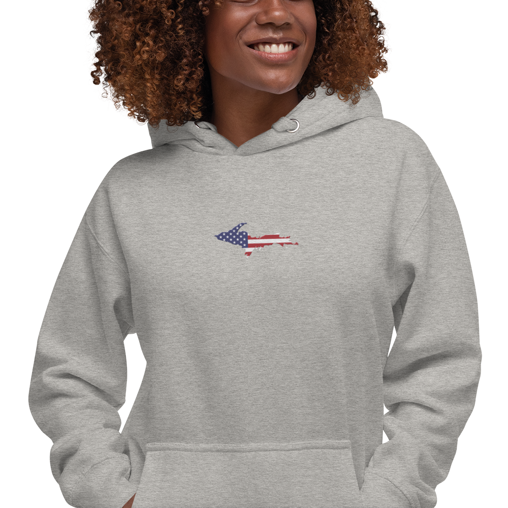 Michigan Upper Peninsula Hoodie (w/ Embroidered UP USA Flag Outline) | Unisex Premium