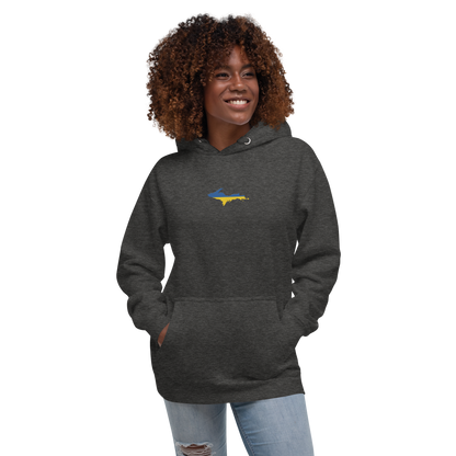 Michigan Upper Peninsula Hoodie (w/ Embroidered Ukraine Flag Outline) | Unisex Premium