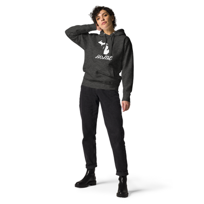 Michigan 'Home' Unisex Premium Hoodie (Script Font w/ MI Outline)