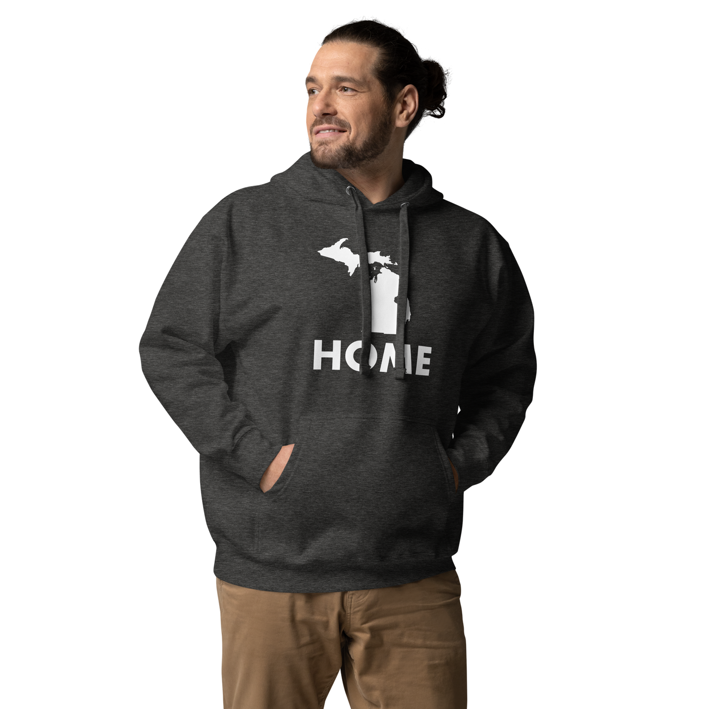 Michigan 'Home' Unisex Premium Hoodie (Geometric Sans Font w/ MI Outline)