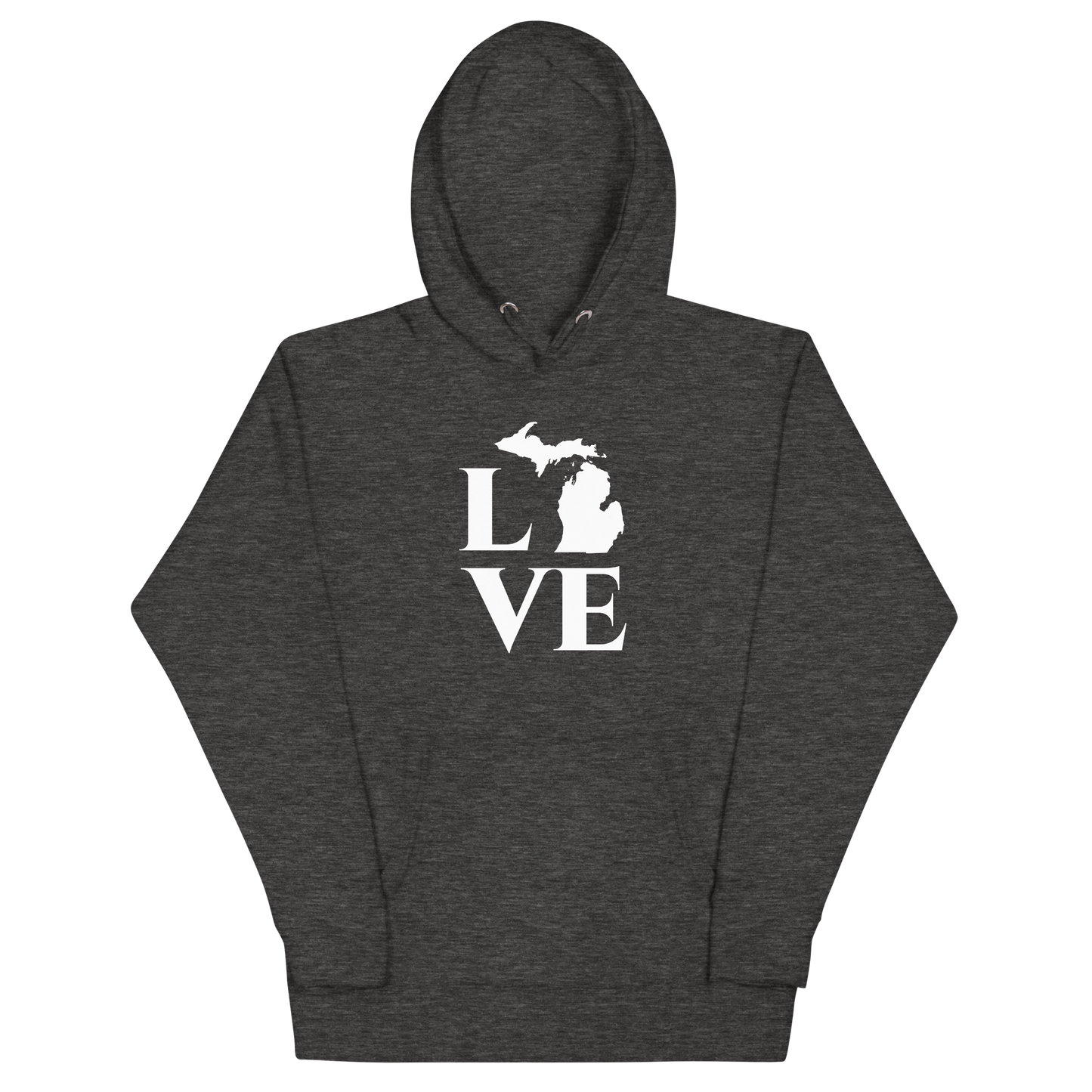 Michigan 'Love' Unisex Premium Hoodie (Classical Roman Font w/MI Outline)